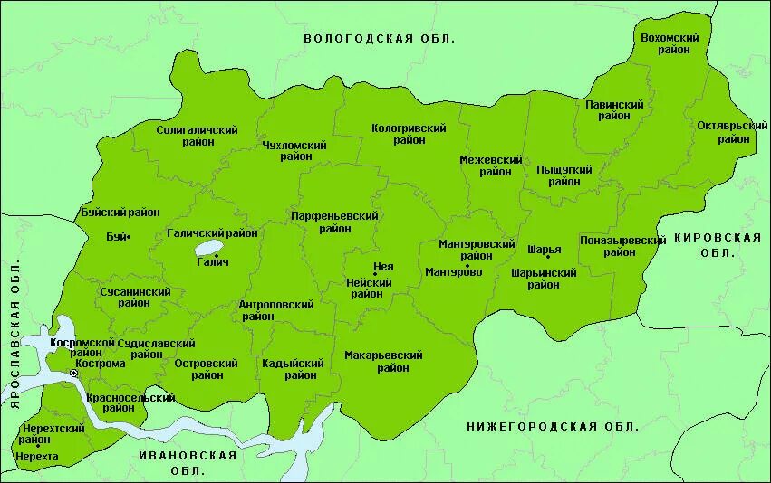 Костромская область где. Костромская область на карте областей. карта костромской области. карта костромской области с районами. костромская область карта с районами и деревнями.