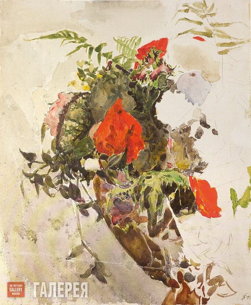 Произведения михаила врубеля. Врубель "красные цветы и листья бегонии в корзине", 1887.