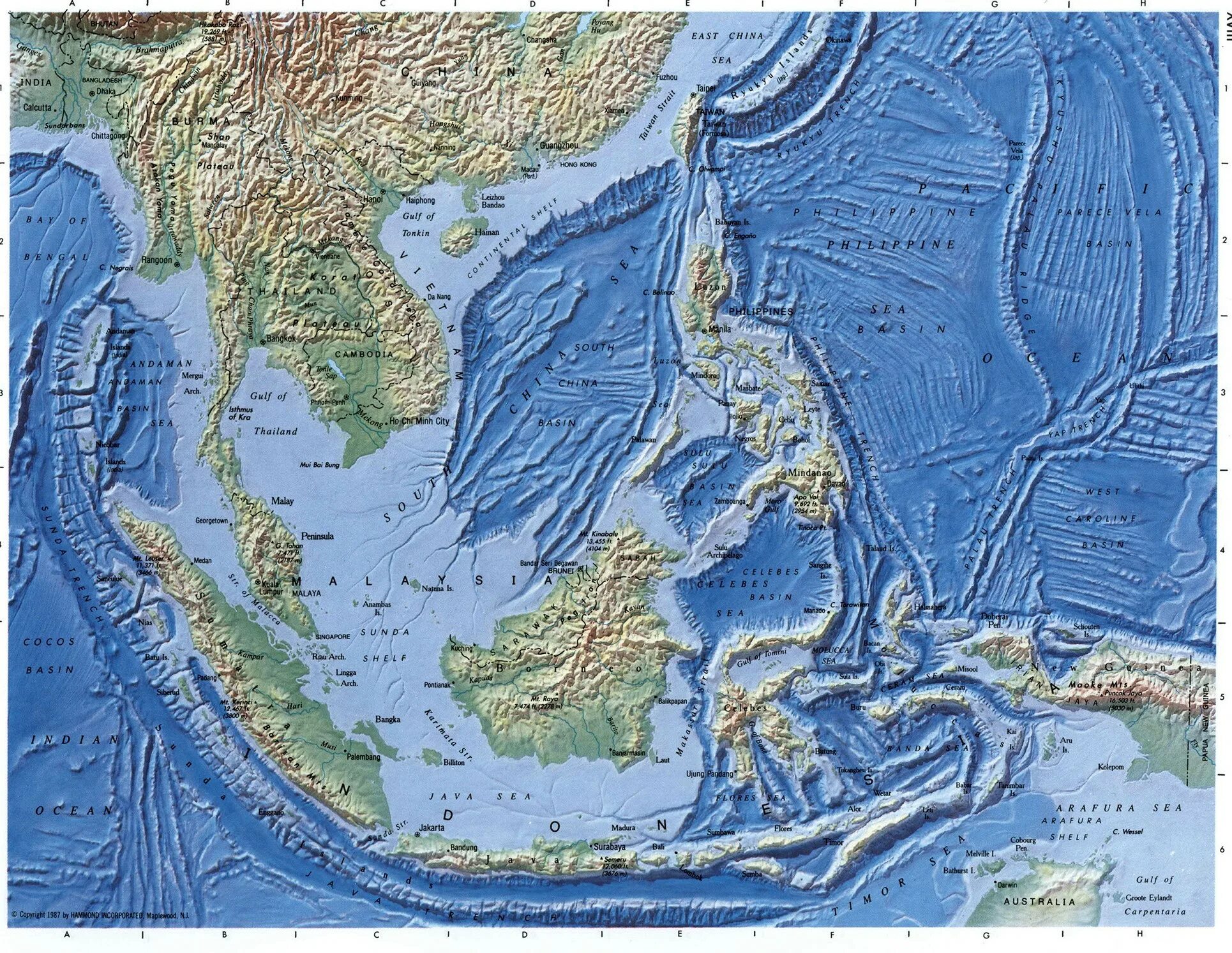 Физическая карта Юго Восточной Азии. Юго-Восточная Азия карта рельефа. Географическая карта Юго Восточной Азии. Геологическая карта Юго-Восточной Азии.