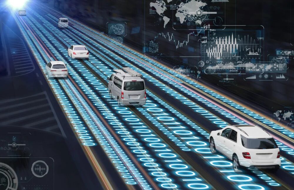 Data traffic. Инновационный транспорт. Freeway машина. Машина Digital Roads. Интеллектуальные транспортные системы  Cover.