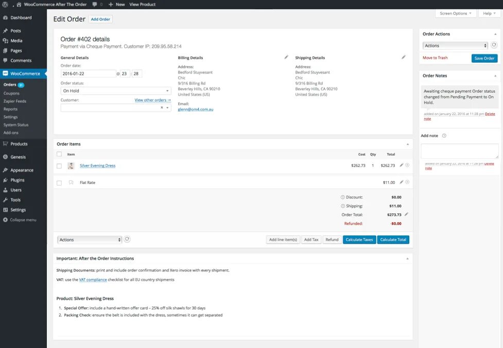 Woocommerce order. Order Management. Total calculated: customer confirms order. Shipping order. Connect after Import.