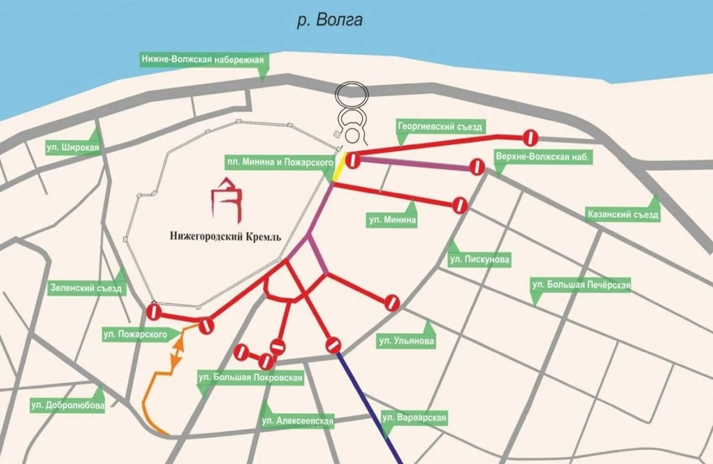 Схема Нижегородского метро. День города Нижний Новгород 2022. Ограничение движения. Площадь Минина Нижний Новгород на карте.