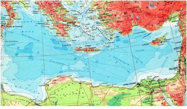 Средиземное море физическая карта. Черное море и Средиземное море на карте. Средиземный океан на карте