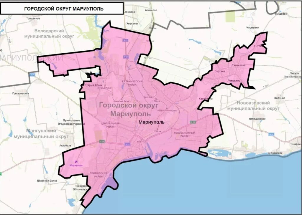 Городской округ Мариуполь. Карта Мариупольском района. Районы Мариуполя. Муниципальные округа ДНР.