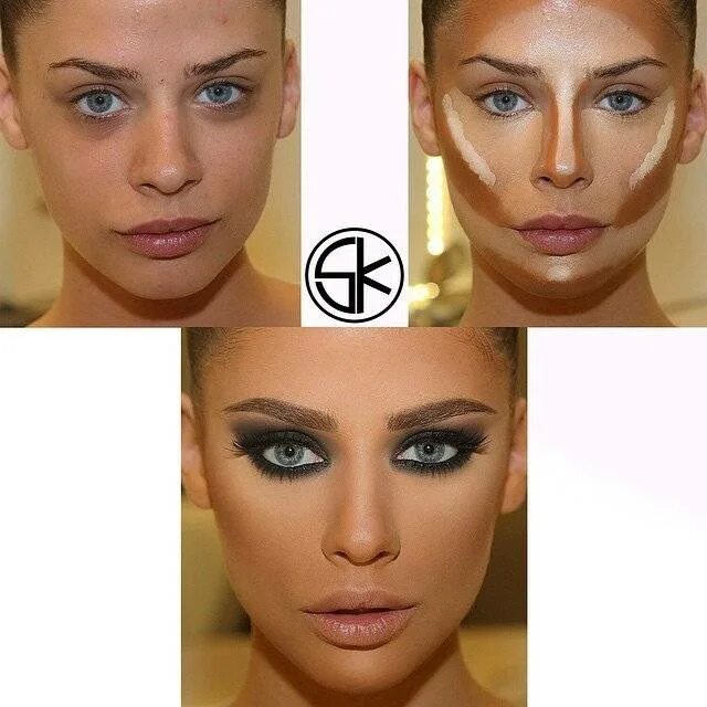 Худое лицо с помощью макияжа