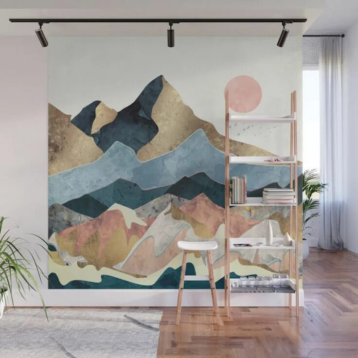 Mountain Range Landscape Wallpaper. Nature Wallpaper. Modern Etsy UK Papier pe