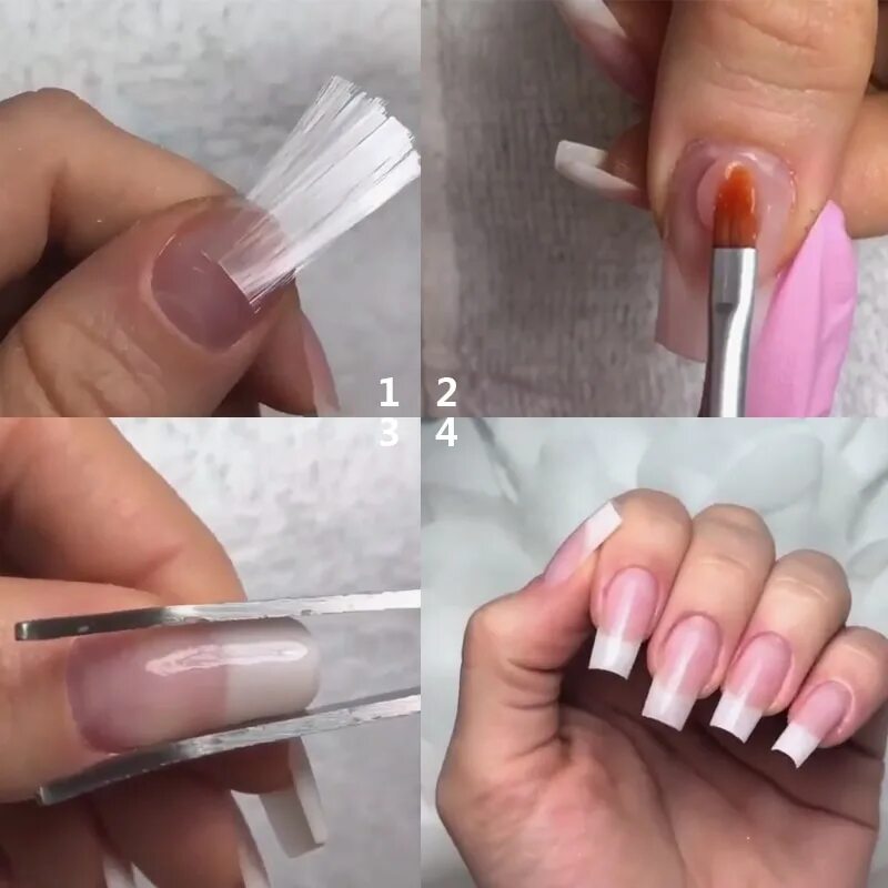 Делать гелевое наращивание. Стекловолокно для ногтей Fiberglass extenson Nails. Наращивание полигелем на стекловолокно. Пошаговое наращивание ногтей. Наращивание акрилом на формах.