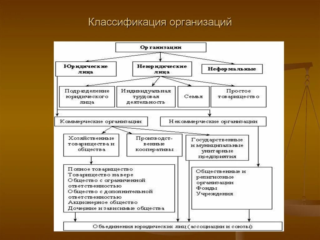 Виды организаций подразделяются на