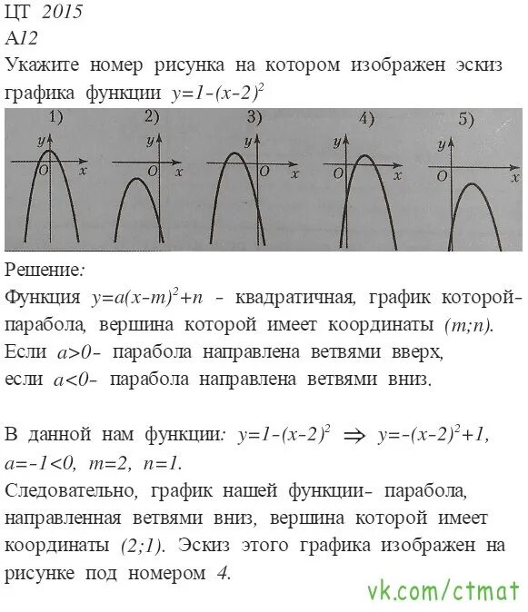 Ветви вверх вниз. Решение заданий тестов. Вариант ЦТ по математике. Задача по математике 20152015.