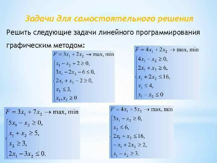 Алгоритм решения ЗЛП графическим методом. Решить задачу линейного программирования графическим методом. Графоаналитический метод решения задач линейного программирования. Задачи линейного программирования решаются .... Алгоритм решения задачи линейного программирования