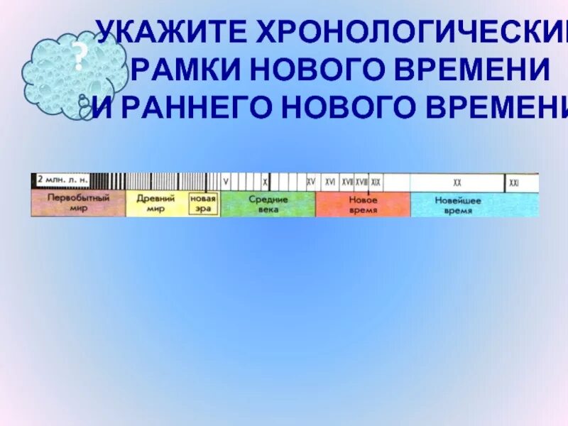 Назовите период новое время