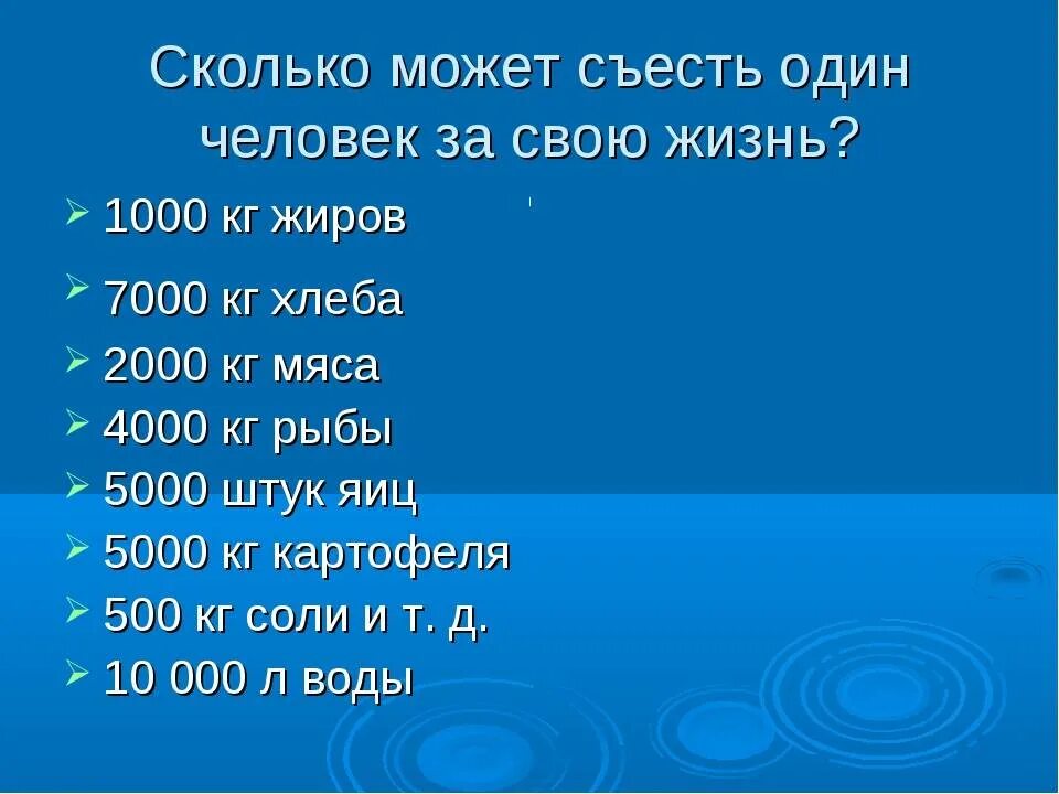 Сколько съедает человек за всю жизнь