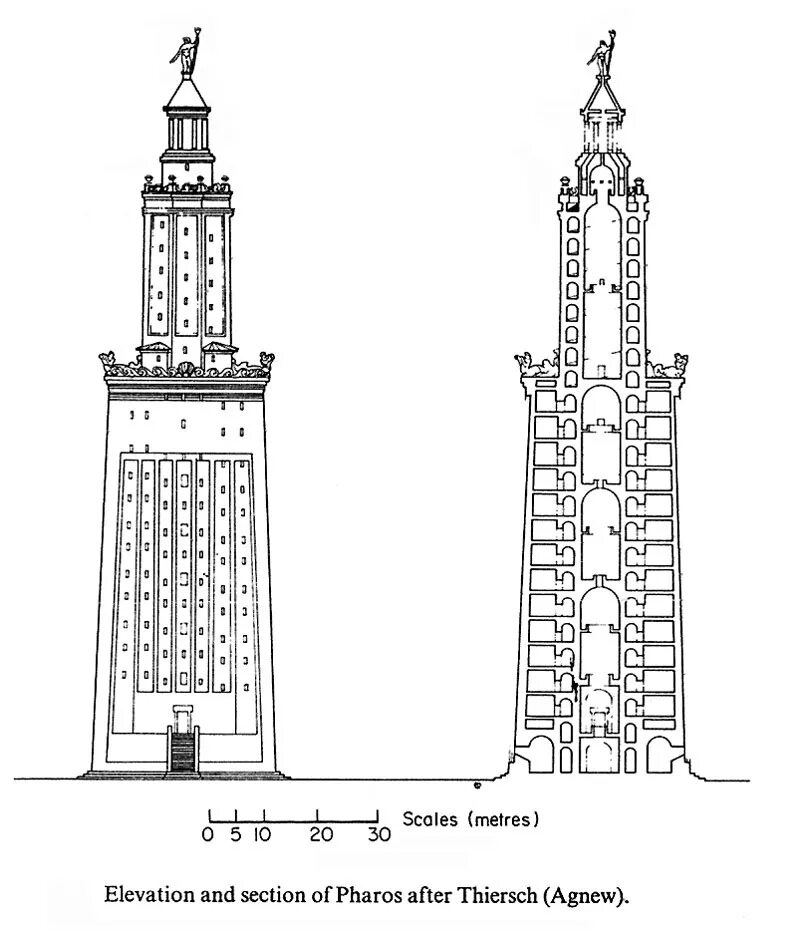 Какая башня изображена. Фаросский Маяк Александрийский Маяк. Фаросский Маяк в Александрии план. Фаросский Маяк строение. Три башни Александрийского маяка.