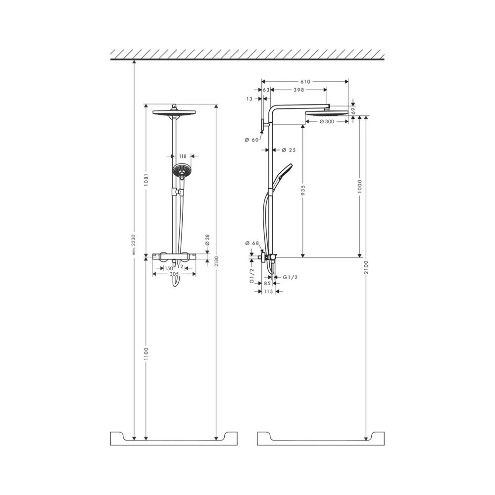 27133000 Hansgrohe. Raindance select s 300 2jet. Hansgrohe Raindance select s 300 2jet с держателем 390 мм. 27378400. Raindance select s Showerpipe 300 2jet с термостатом схема.