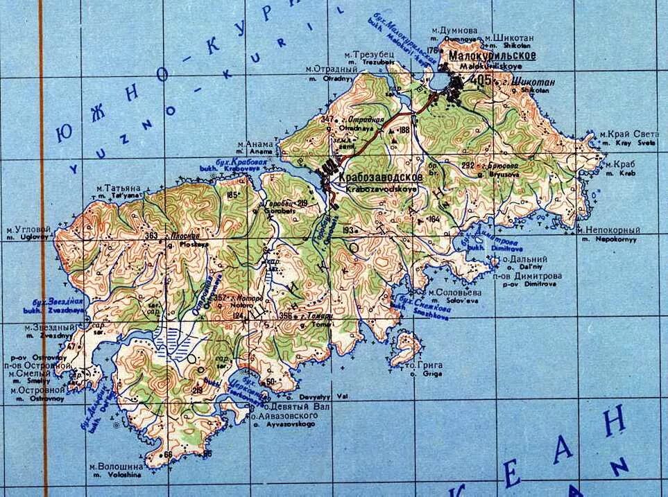 Где находится курило. Шикотан остров на карте. Детальная карта острова Шикотан. Остров Шикотан карта с бухтами. О.Шикотан Курильские острова на карте.