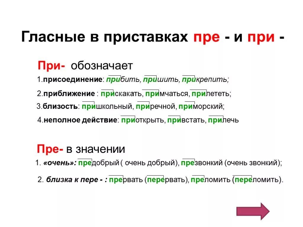 Прибрежный предобрый приступить. Правописание гласных в приставках пре- и при-. Правописание гласных и согласных в приставках пре и при. Гласные в приставках пре и при 6. Как различить на письме гласные в приставках пре и при.