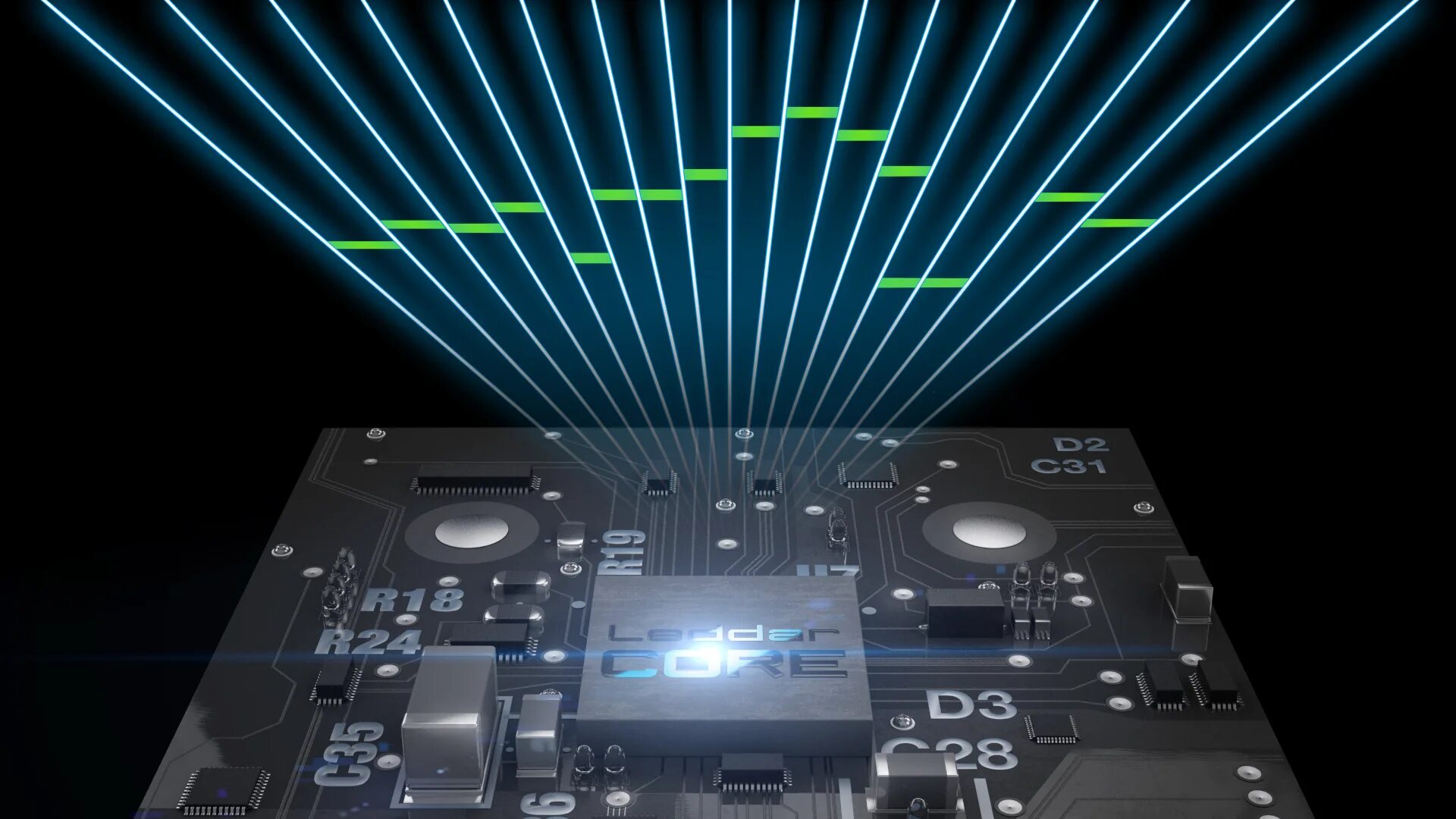 Technical light. Sensor technology. light and sound technology. lidar sensor.