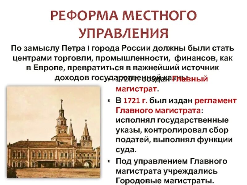 Коллегии петра 1 главный магистрат. Функции магистрата при петре 1. Магистрат при петре 1. Магистраты при петре картинки для презентаций. Функции городского магистрата при петре 1.