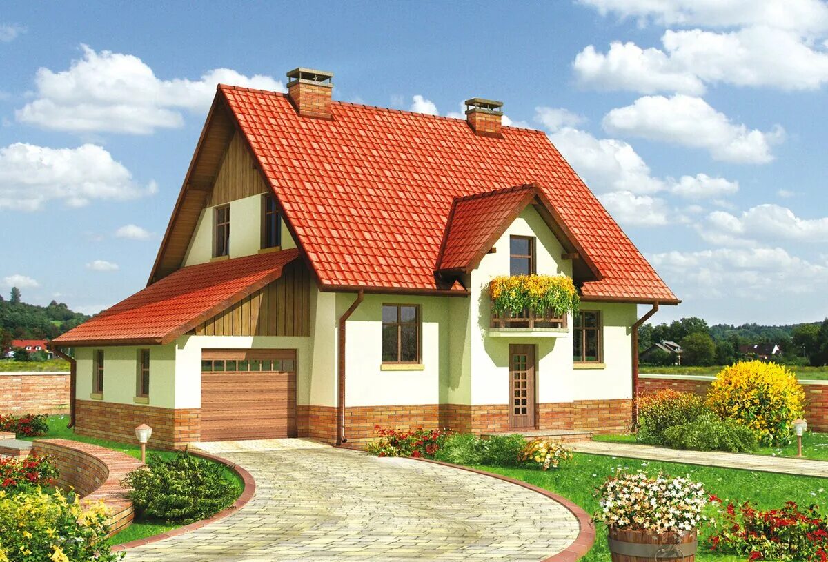 Сделай 1 дом. Проекты красивых домов. проекты красивых коттеджей. домик с мансардой. коттедж с мансардой.