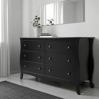 IKEA - HASSELVIKA Commode à 6 tiroirs Brun-noir Wide chest of drawers, Blac...