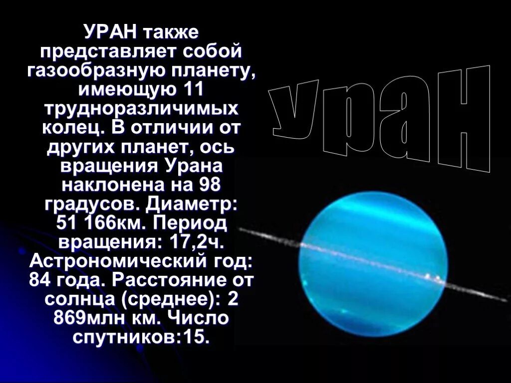 Уран 1 год. Планета Уран рассказ для детей. Факты о планете Уран 4 класс. Планета Уран описание. Планеты солнечной системы Уран описание.