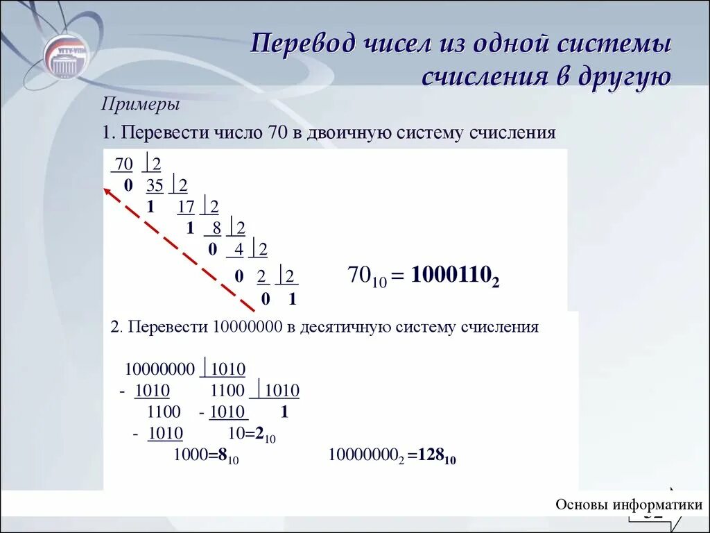 Системы счисления преобразование чисел