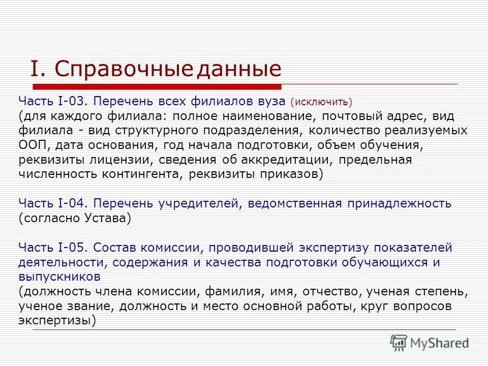 виды филиала