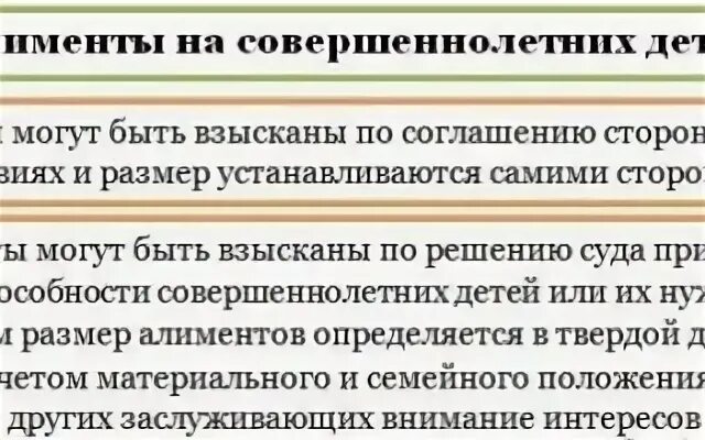 Размер алиментов на совершеннолетнего ребенка