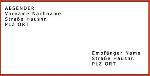 Brief beschriften: Hier gehören Absender und Empfänger hin.