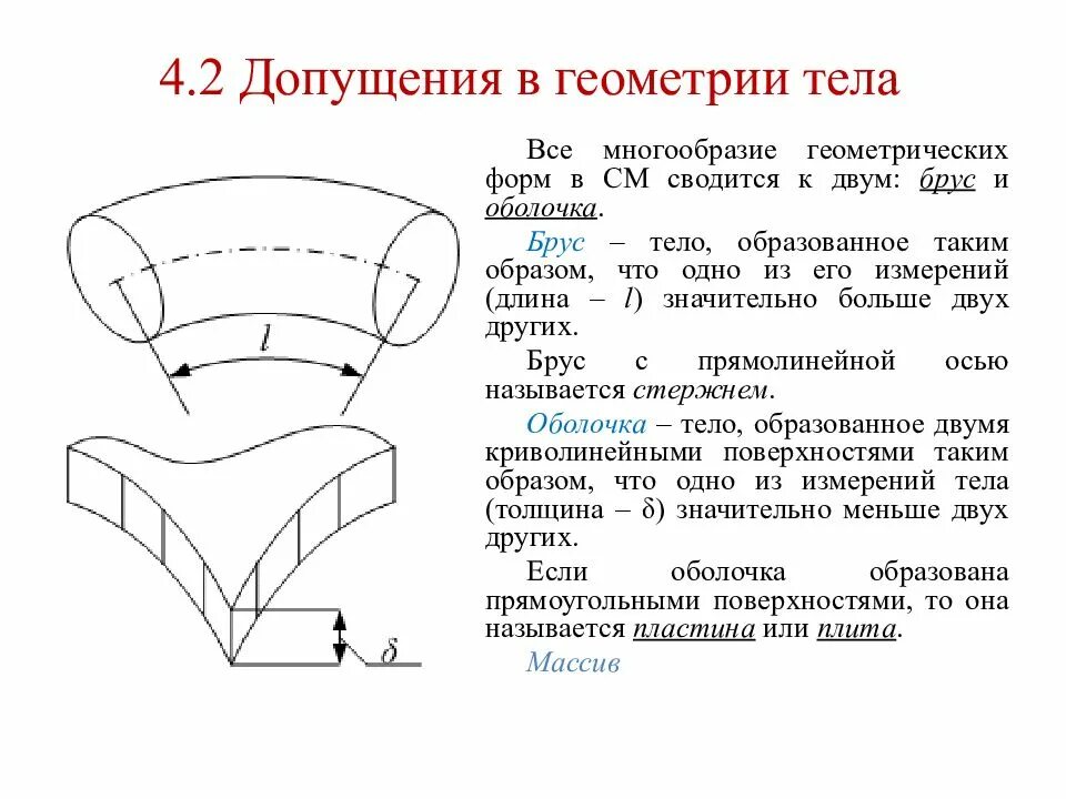 Допущения сопротивления материалов. Формы тел в сопромате. Оболочка сопромат. Геометрия многообразий. Многообразие в геометрии примеры.