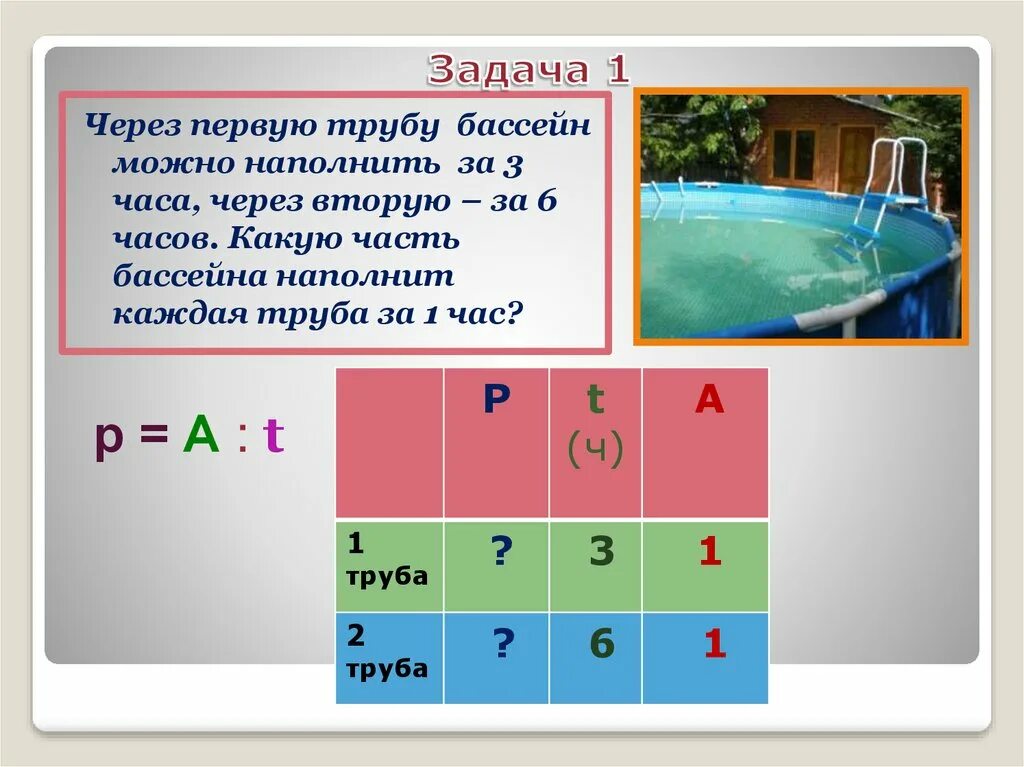 Бассейн можно наполнить 4 трубами. Задачи на заполнение бассейна. Задачи на трубы. Задача про трубы и бассейн. Через первую трубу бассейна.