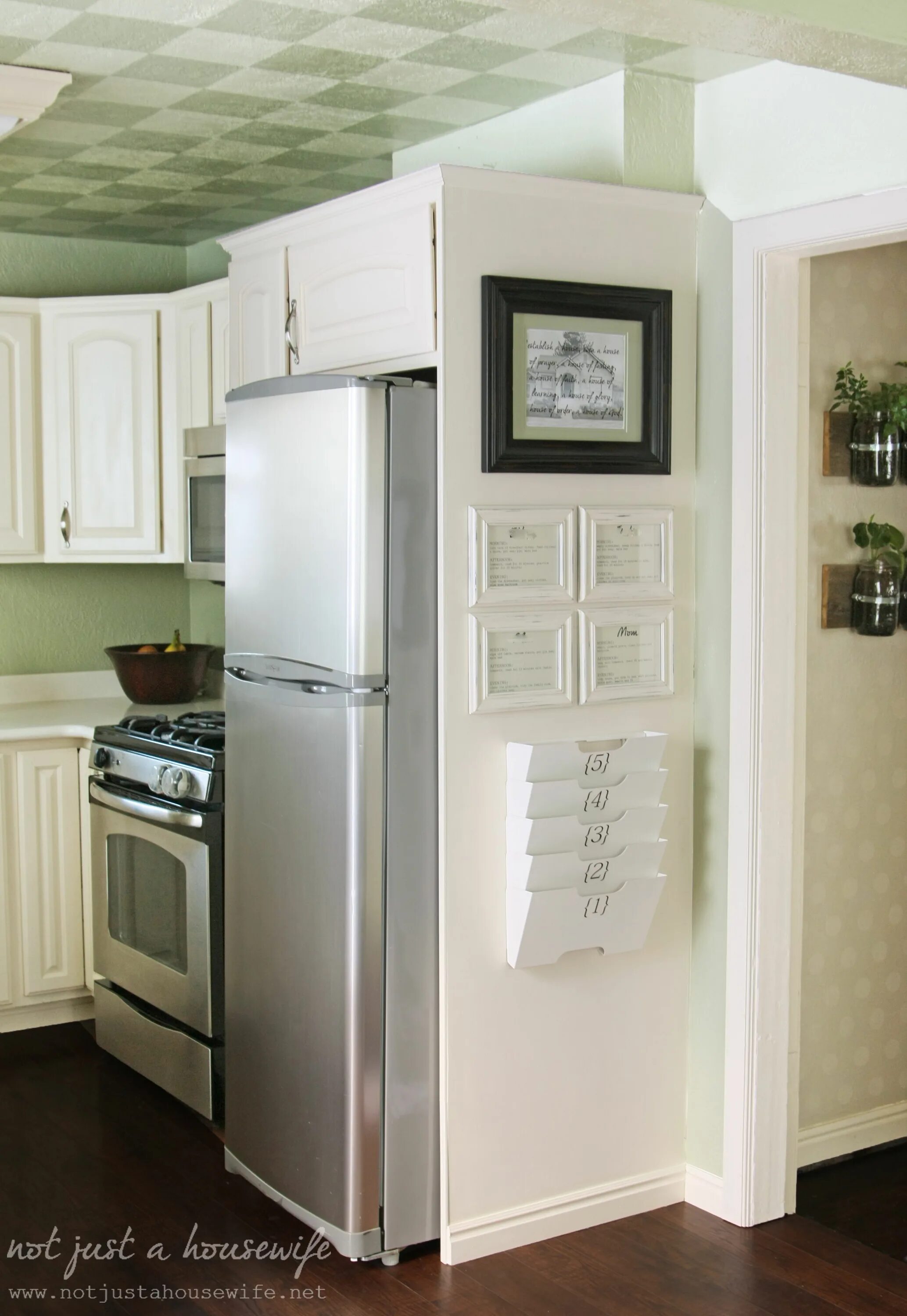 Next to the fridge