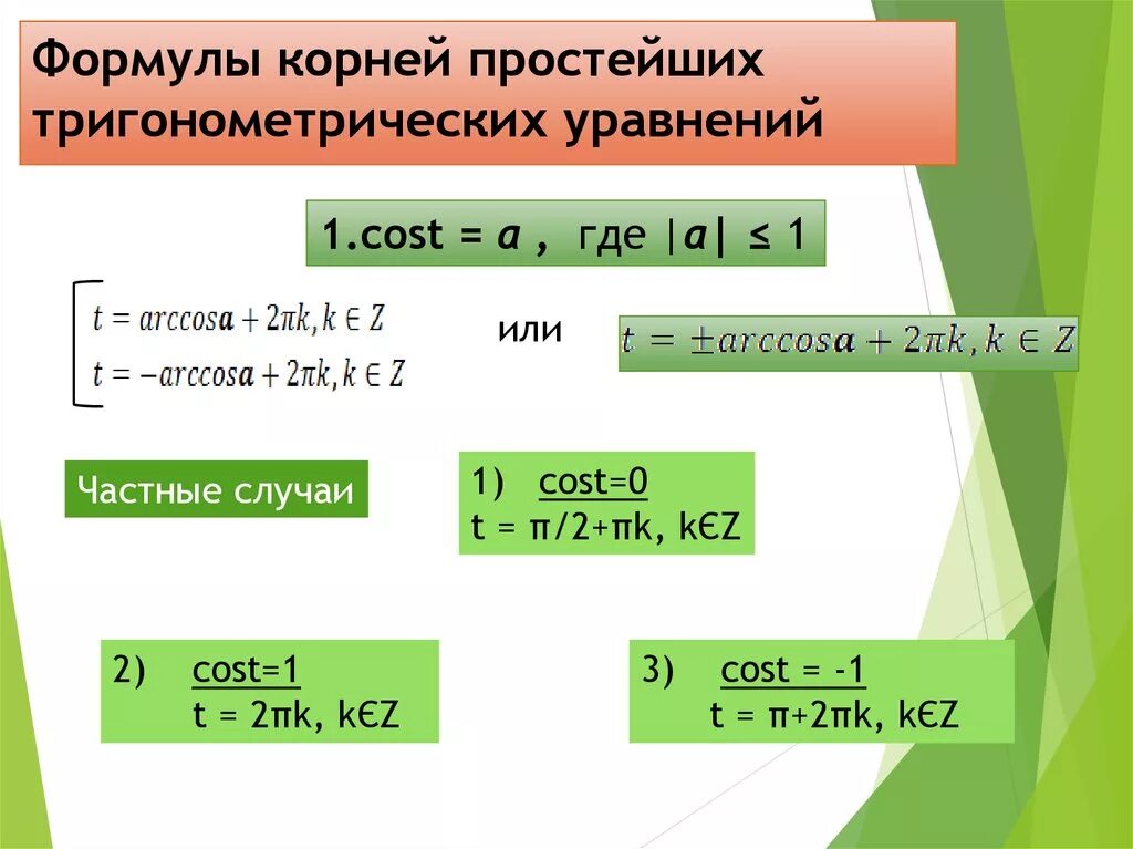 Синус корень 9 это равно. Простейшие тригонометрические уравнения формулы. Формулы простых тригонометрических уравнений. Формула решения тригонометрических уравнений с косинусами.