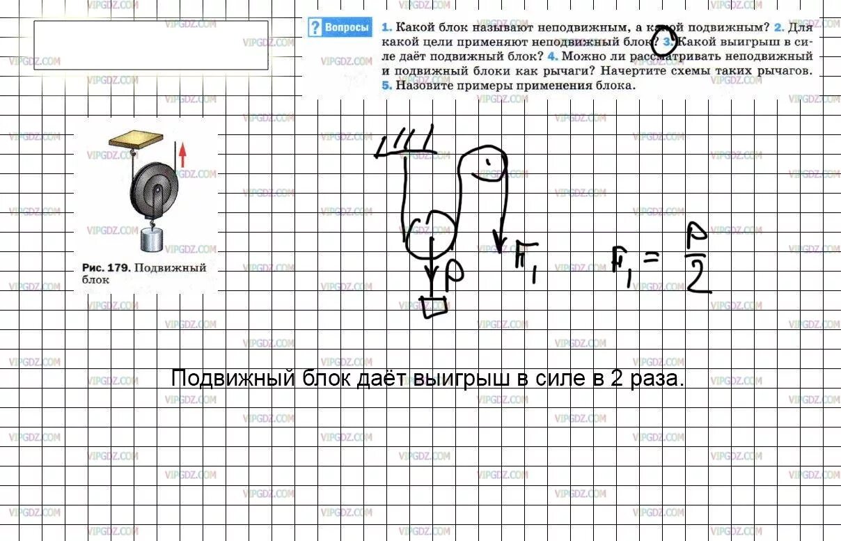 Блоки физика 7 класс. Подвижный и неподвижный блок физика. Подвижный блок физика. Блок и система блоков 7 класс физика. Выигрыш в силе физика 7