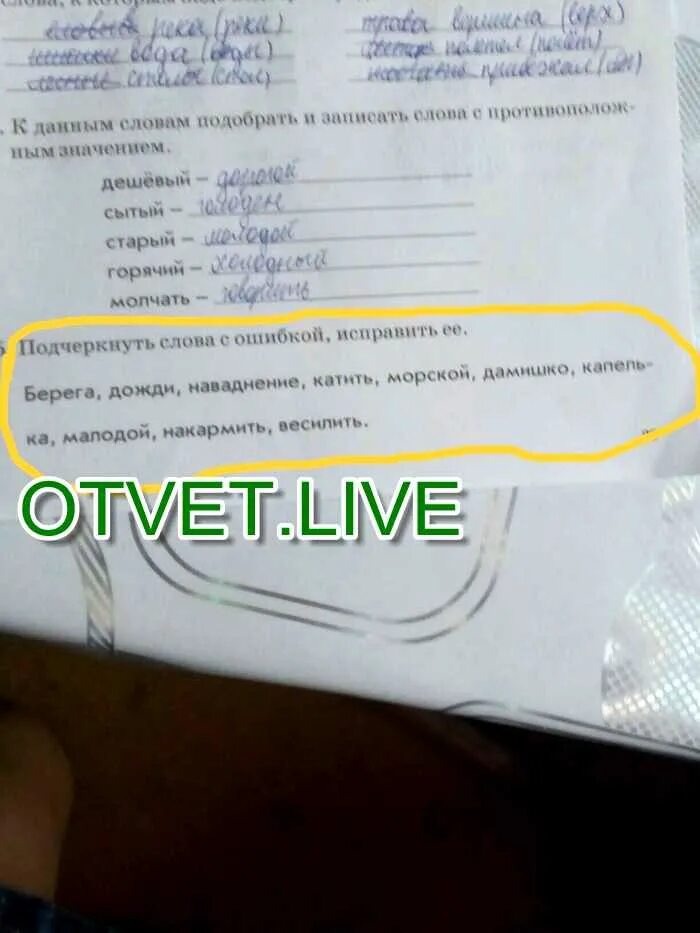Подчеркнуть слова с ошибками исправить их. Подчеркни слова с ошибками исправь их. исправление ошибки в слове фото. отметь слова с ошибкой берега дожди наводнение катить.