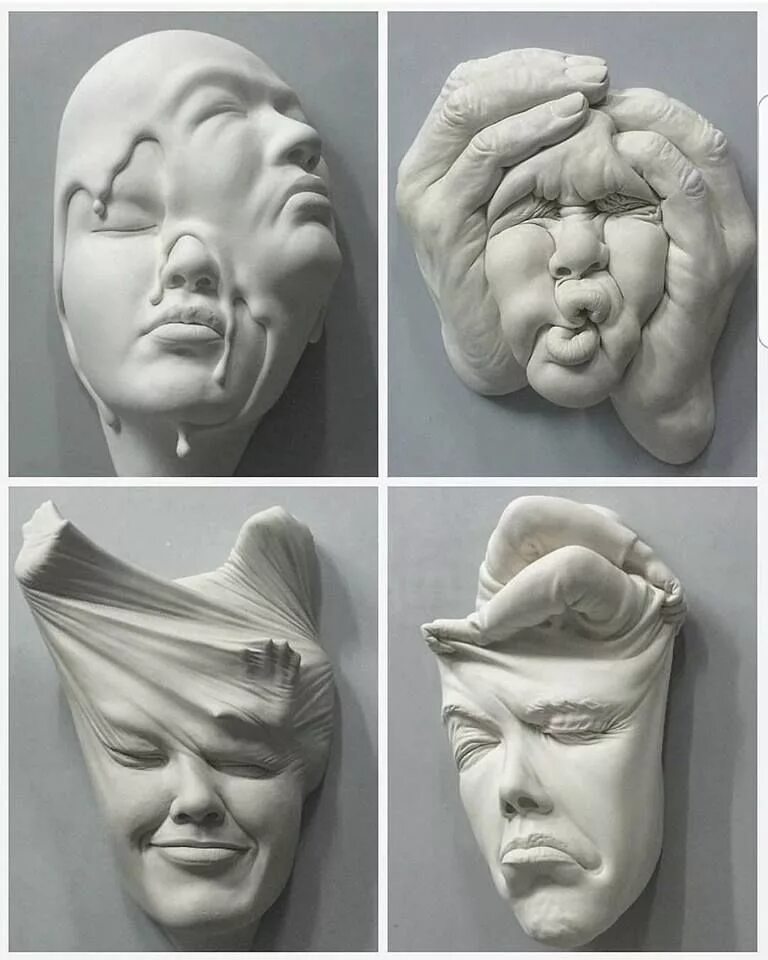Гипсовое лицо. Скульптор johnson tsang. керамические скульптуры johnson tsang. лицо из гипса. гипсовые скульптуры.