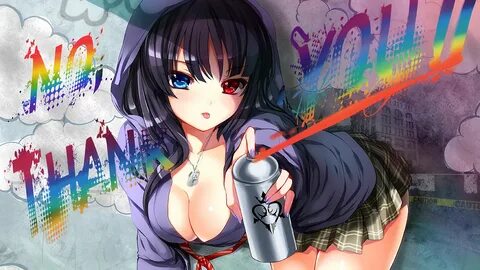 Wallpaper anime, anime girls, dark hair, red eyes, blue eyes, het...