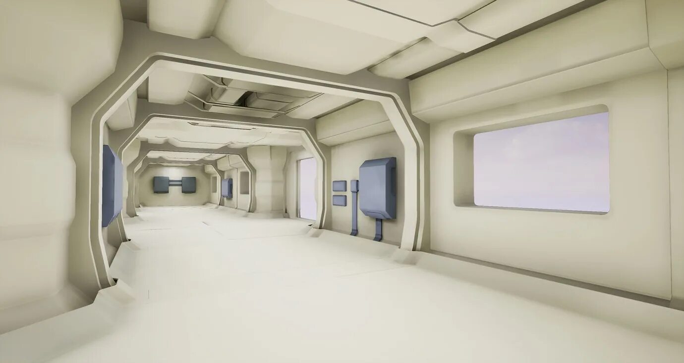 Ultimate unreal engine course. Ue4 sci-fi. sci fi corridor modular. камера ue4. unreal интерьер будущего.