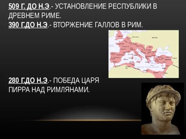 Урок истории завоевание римом италии. Завоевание Италии Римом 280 г. до н.э.. 509 Г до н.э. Установление Республики в Риме. Вторжение галлов в Рим 390 г до нэ.