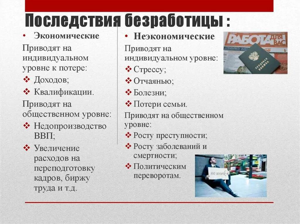Рост безработицы приводит. Последствия безработицы экономические и неэкономические. негативные социально-экономические последствия безработицы. последстыиябезработицы. безработица и ее экономическое влияние на семью.