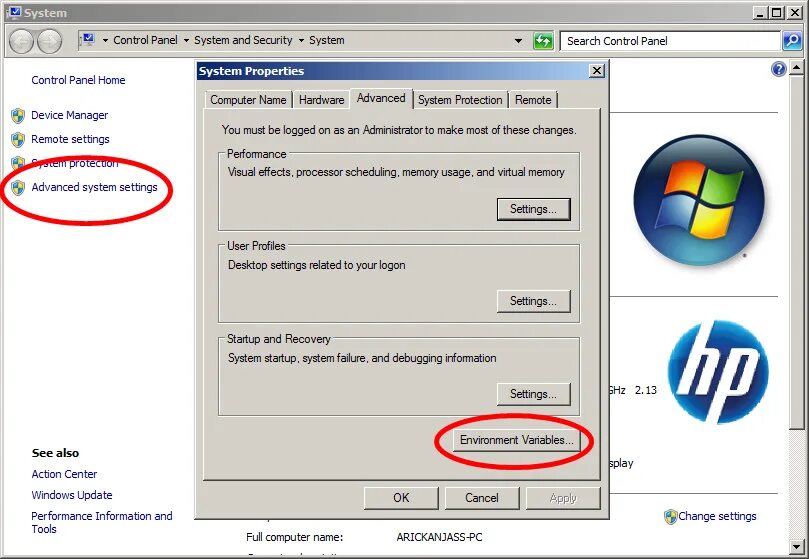 Advanced System settings. View Advanced System settings. System Advanced System settings. Advanced System settings Windows. Advanced system setting