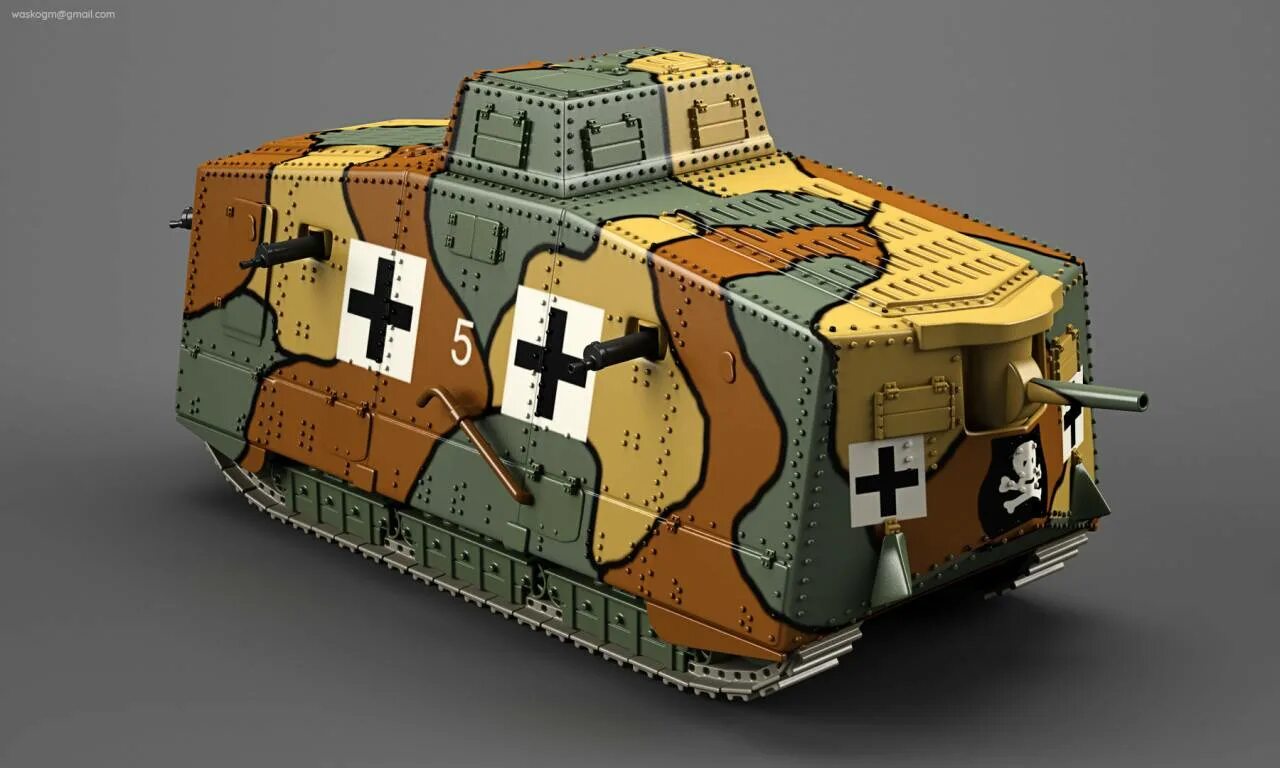 Немецкий танк 7. A7v танк модель. Первый немецкий танк a7v. Немецкий танк первой мировой войны a7v. A7v танк внутри.