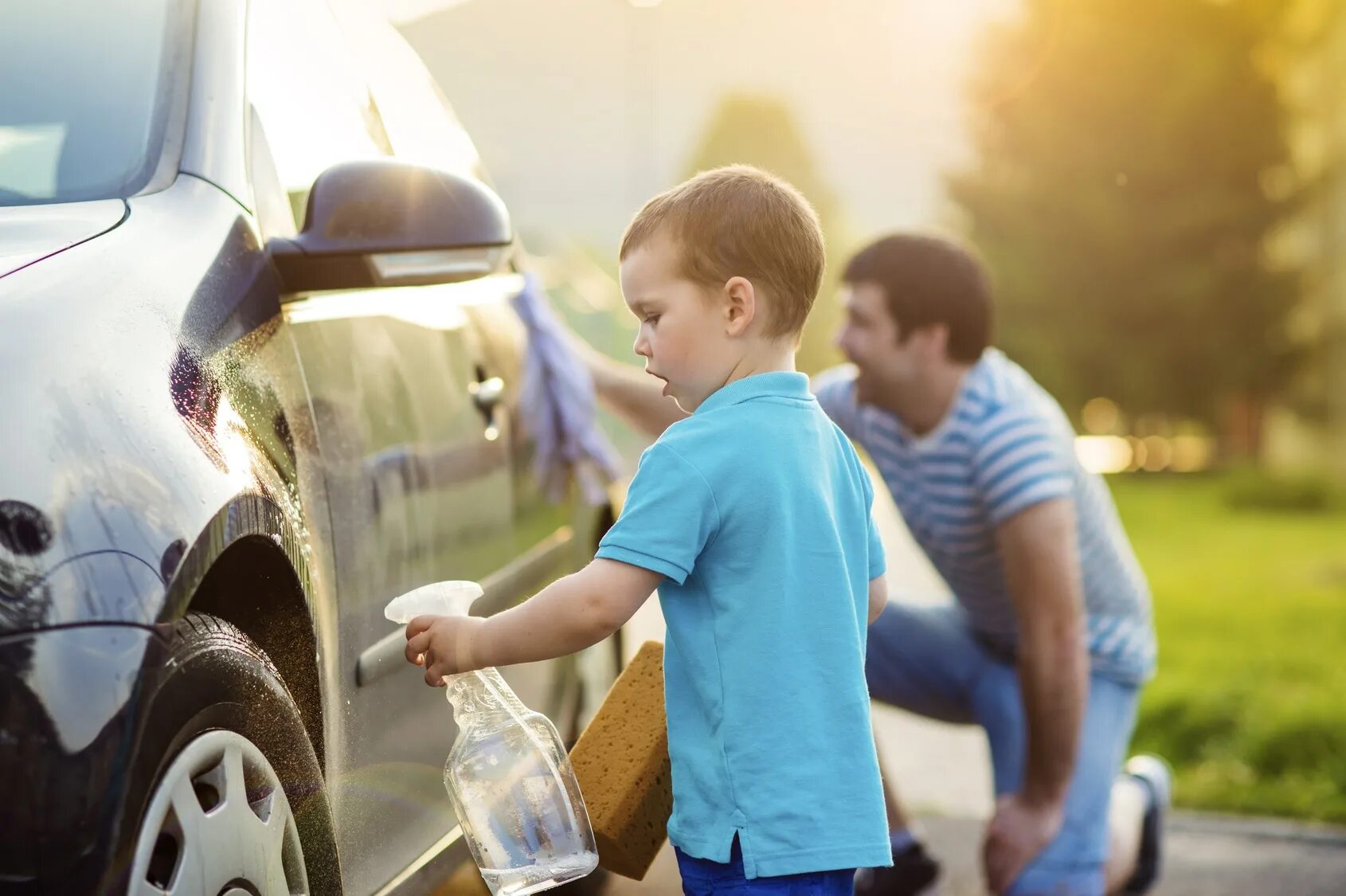 The car is being washed