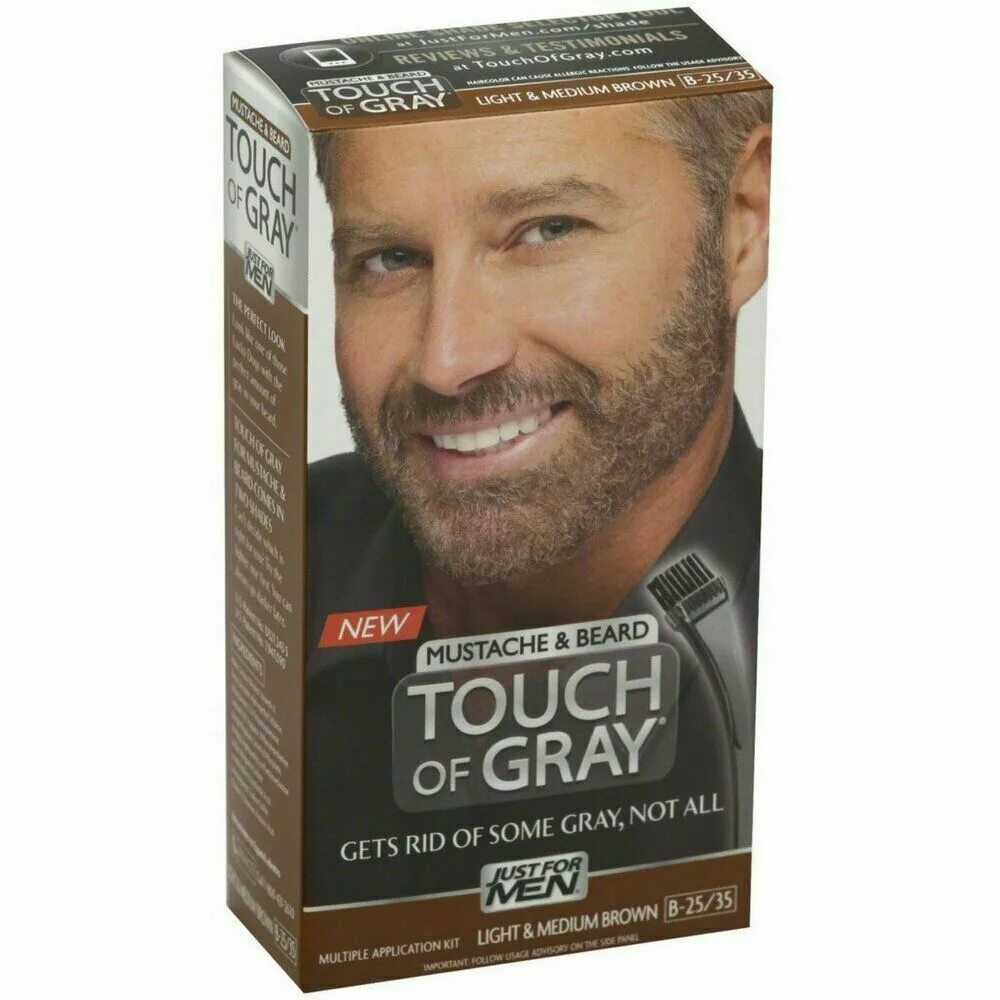 Гель-краска для бороды и усов just for men Moustache & Beard m-35 (коричневый). Краска для бороды TOUCHCOLOR, "Medium Brown" (m-35). Medium Brown краска для мужчин. Краска для щетины.