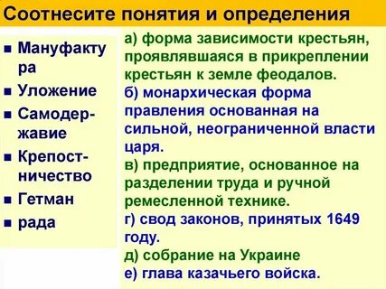 Соотнесите понятия и определения прядение
