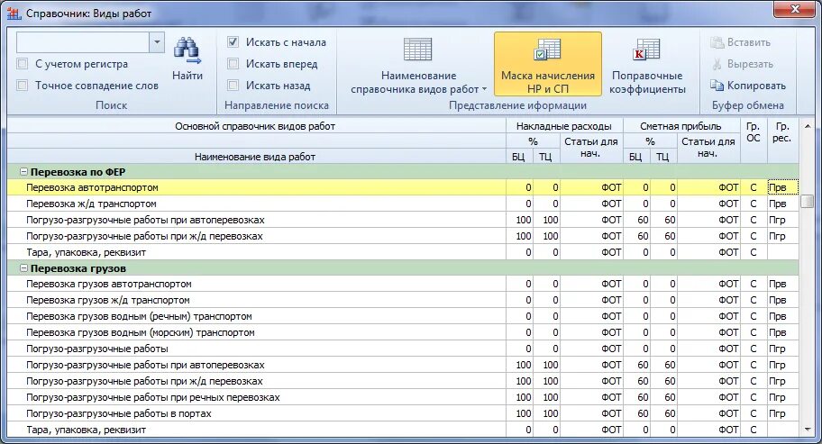 Справочник видов работ. Смета на перевозку грузов. Смета по грузоперевозкам. Калькуляция на перевозку груза.