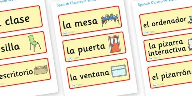 Spanish Words. Card Spanish study. Parts of the Auditorium Word list. First Thousand Words in Espanol.