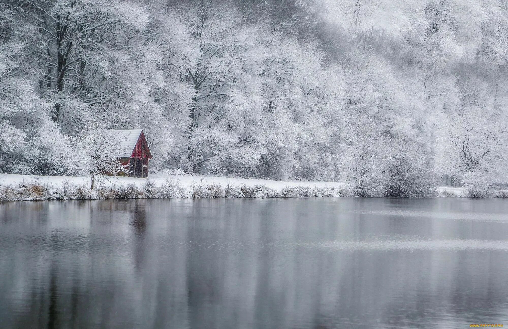 Зима на берегу озера. Домик в лесу у озера зимой. Зима озеро. Одинокий домик. Дом у реки зимой.