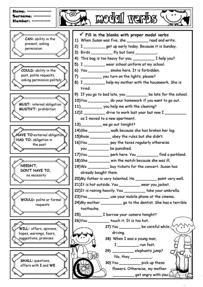 Fill in may might could