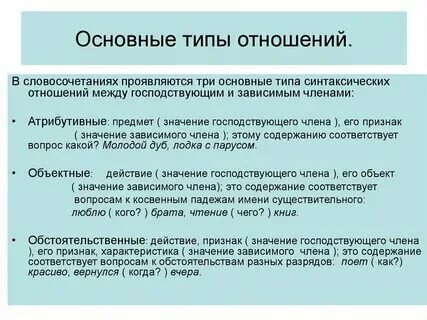 Словосочетание выражающее определительное значение